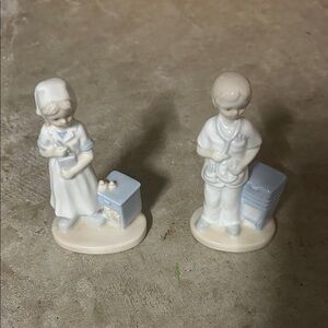 Charming Ceramic Figurine Duo - Nurse and Dr or male female nurse k collection